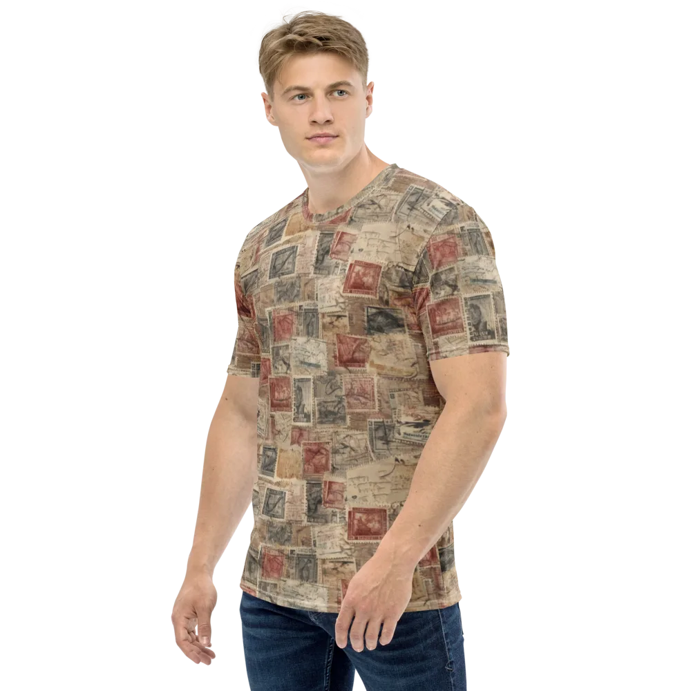 Archive in Red on Men's Crew Neck T-Shirt — Left