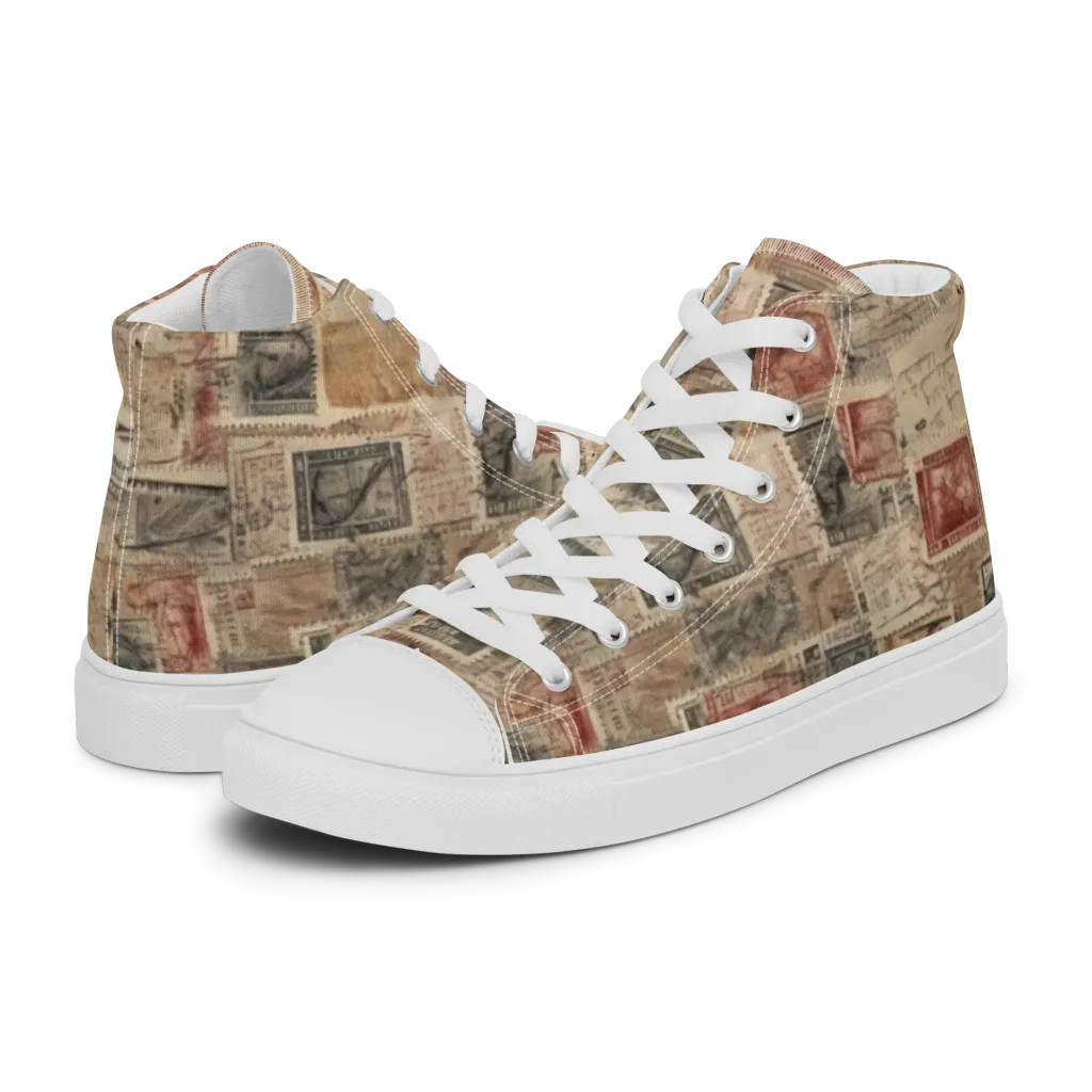 Archive in Red on Men's High Top Canvas Shoes — Left