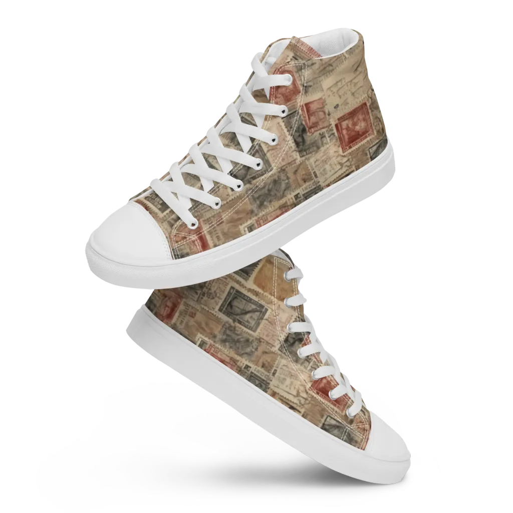 Archive in Red on Men's High Top Canvas Shoes — Front