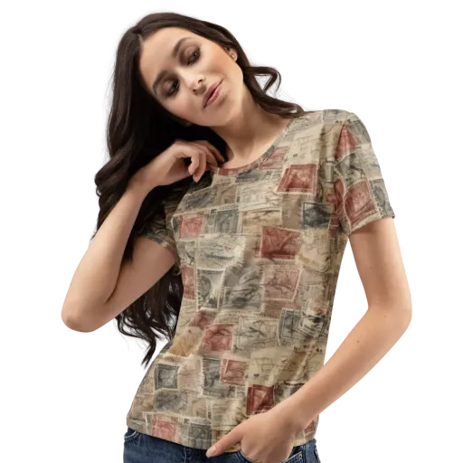 Archive in Red on a Women's Crew Neck T-Shirt