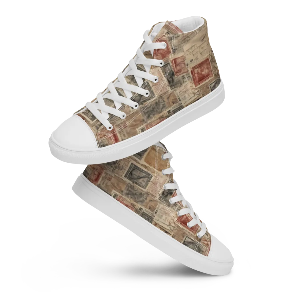 Archive in Red on Women's High Top Canvas Shoes — Front