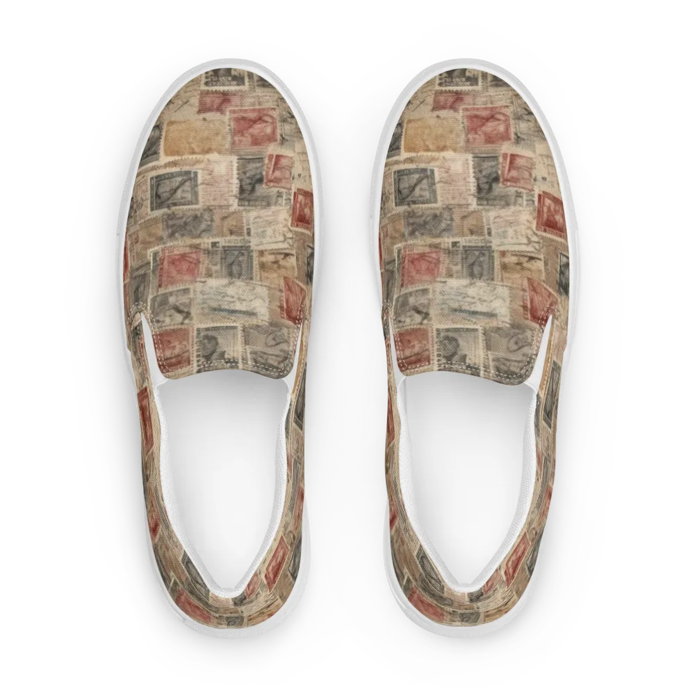 Archive in Red on Men's Slip-On Canvas Shoes — Front