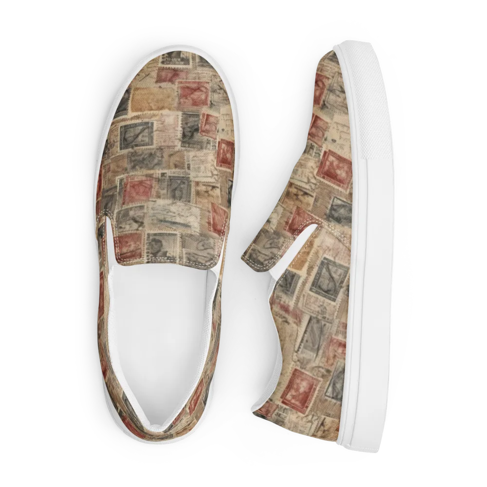Archive in Red on Men's Slip-On Canvas Shoes — Front
