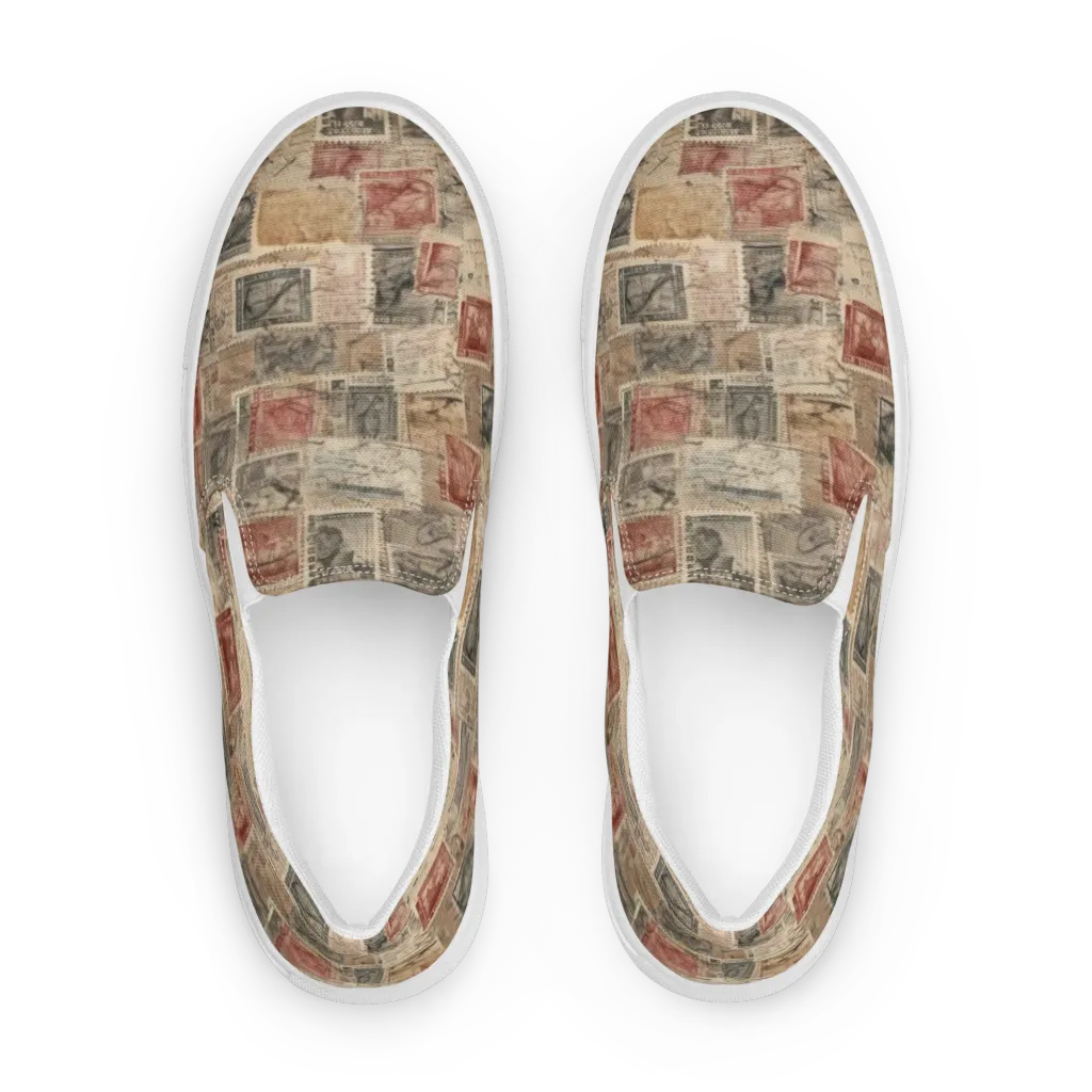 Archive in Red on Women's Slip-On Canvas Shoes — Front