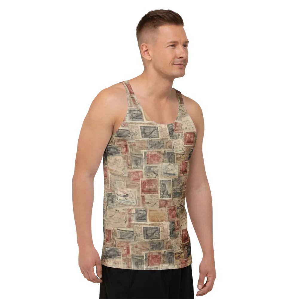 Archive in Red on Men's Tank Top — Right Front