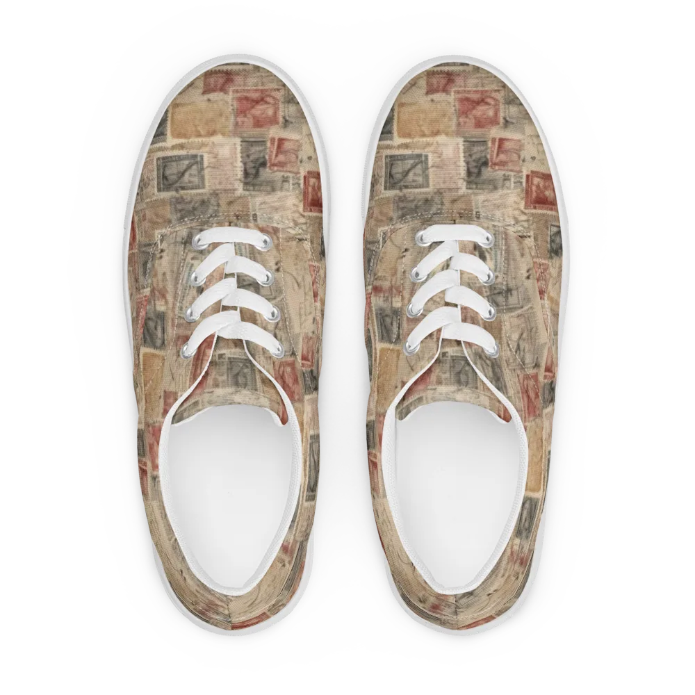 Archive in Red on Men's Lace-Up Canvas Shoes — Front