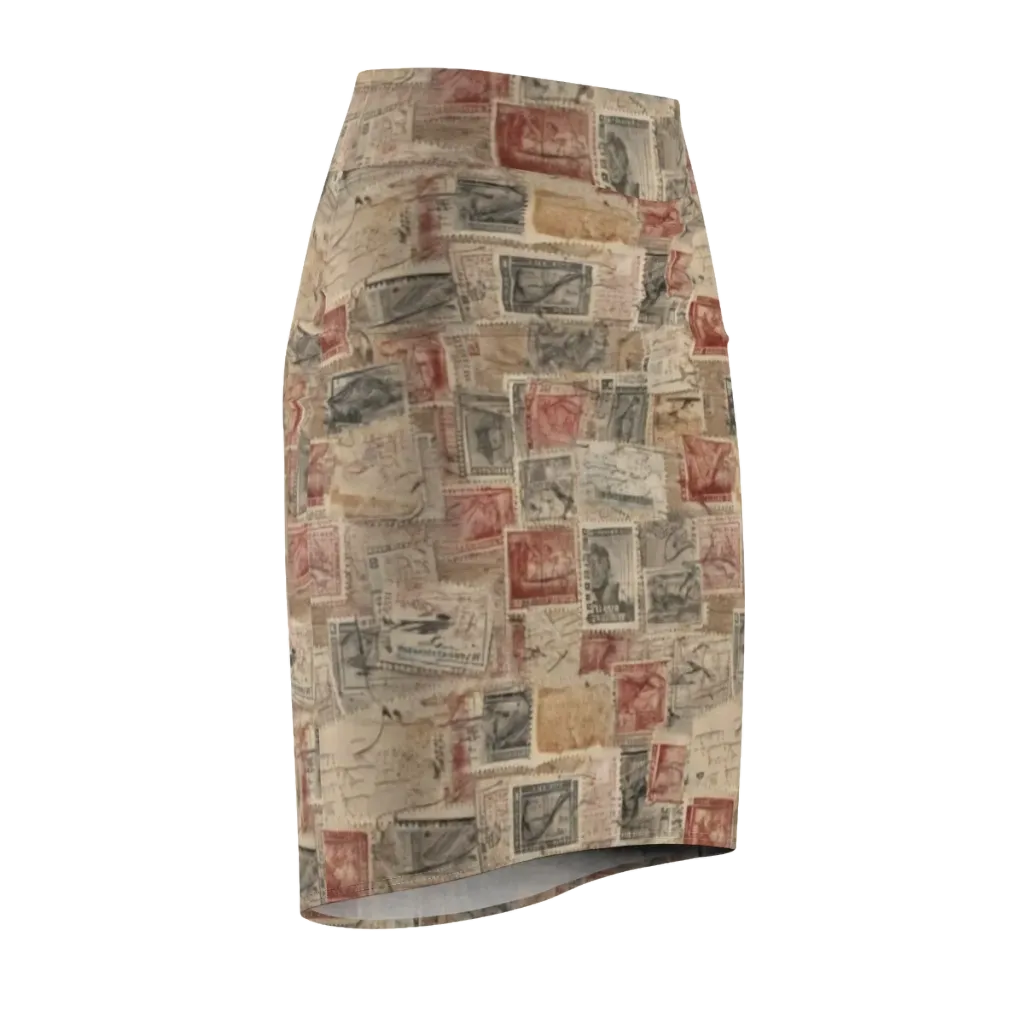 Archive in Red on Pencil Skirt — Front Side