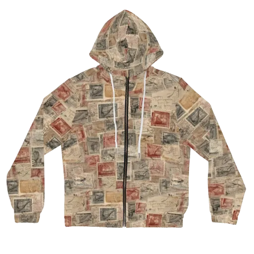 Archive in Red on a Women's Full-Zip Hoodie