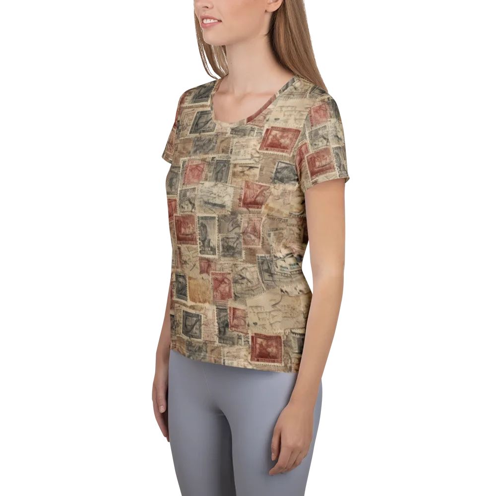 Archive in Red on Women's Athletic T-Shirt — Left