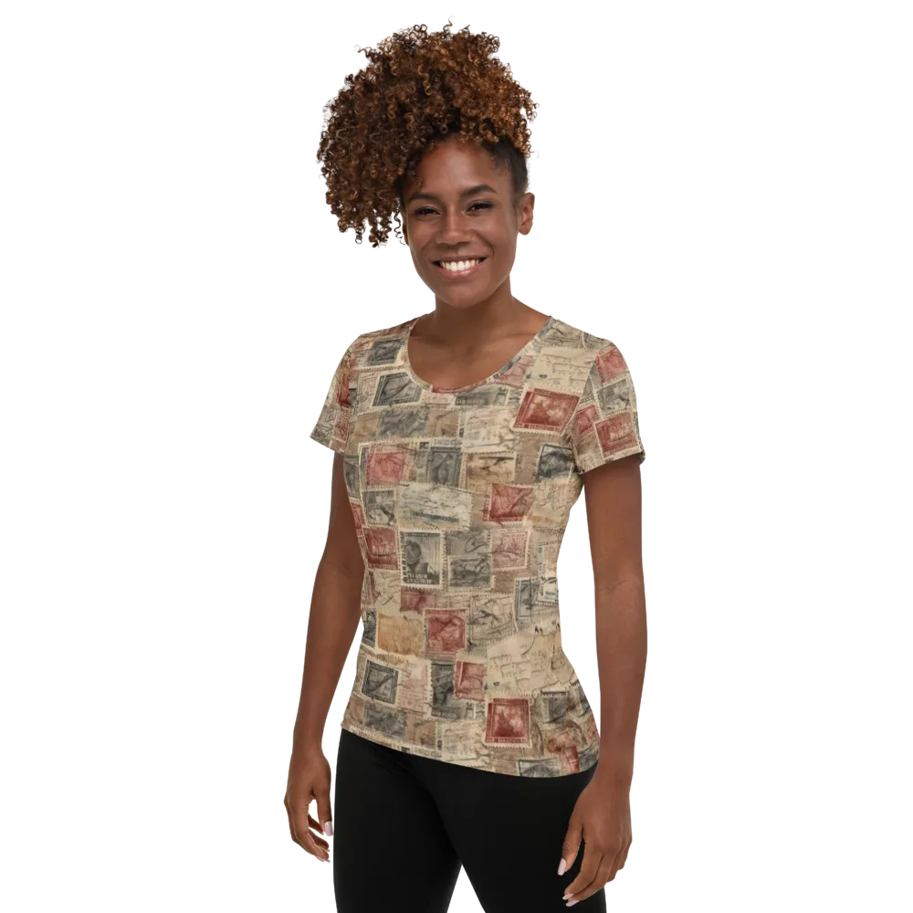 Archive in Red on Women's Athletic T-Shirt — Left