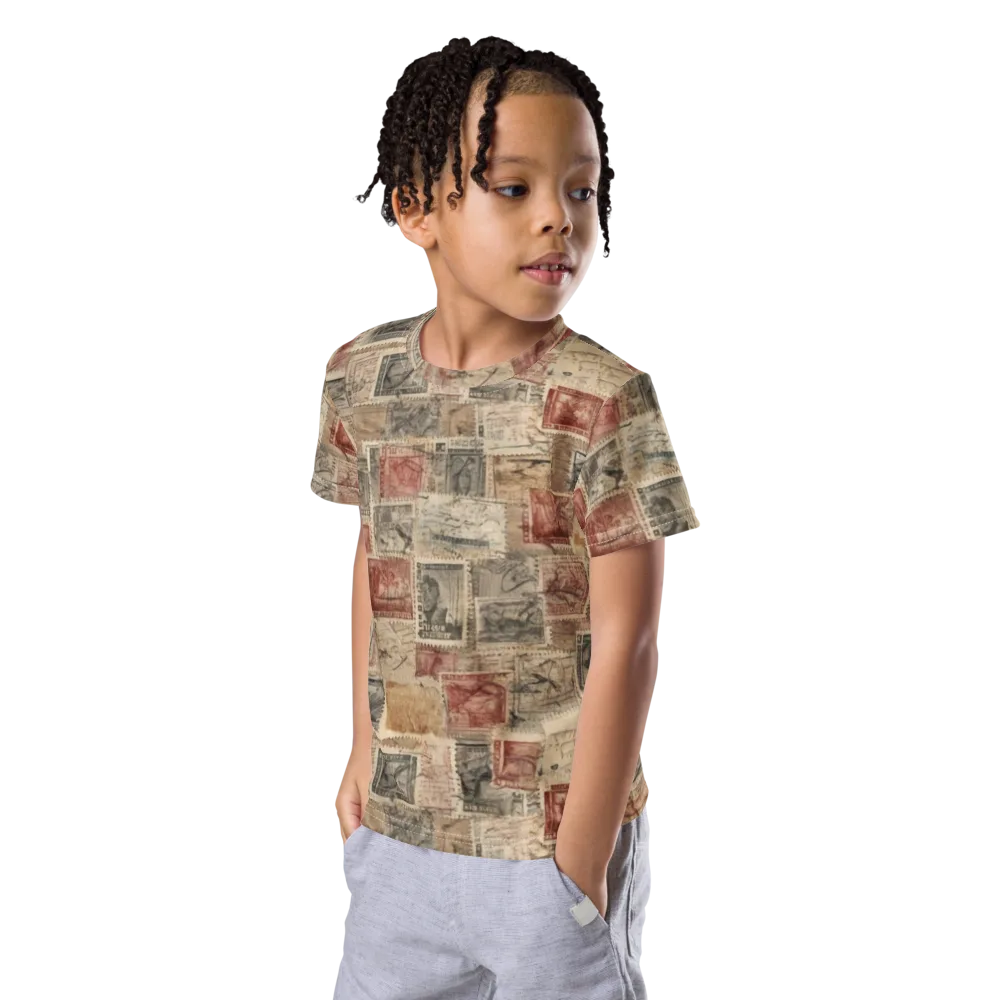 Archive in Red on Kids Crew Neck T-Shirt — Left Front