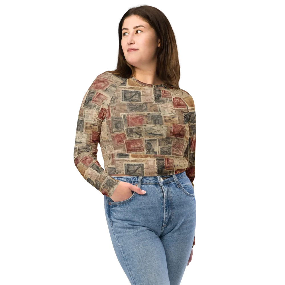 Archive in Red on Long Sleeve Crop Top — Front