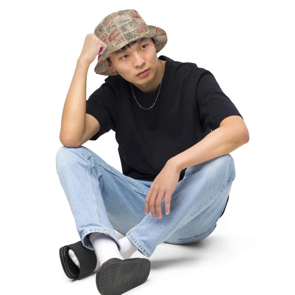 Archive in Red on Reversible Bucket Hat — Front 2 Inside