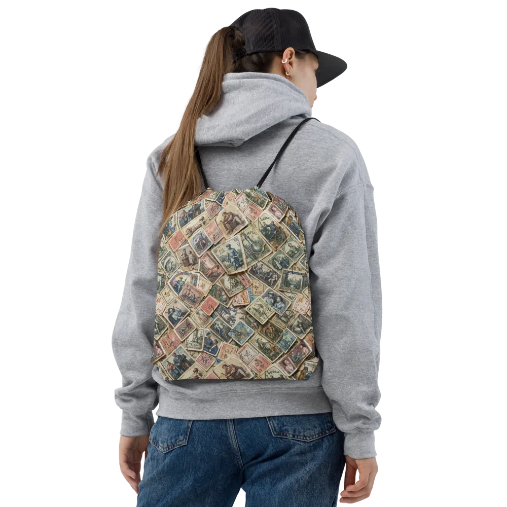 Postmark Pastime on Drawstring Bag — Front