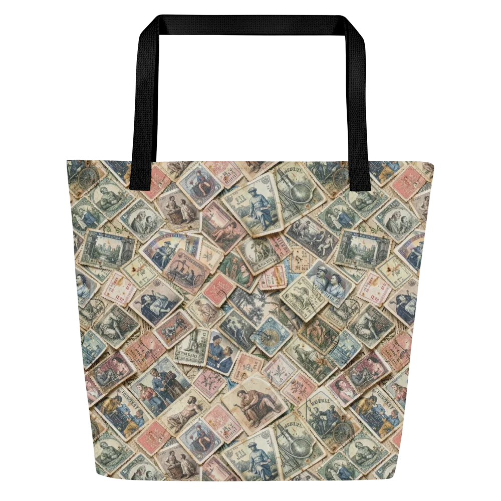 Postmark Pastime on Large Tote Bag W/ Pocket — Front