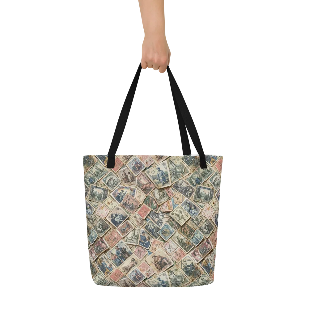 Postmark Pastime on Large Tote Bag W/ Pocket — Front