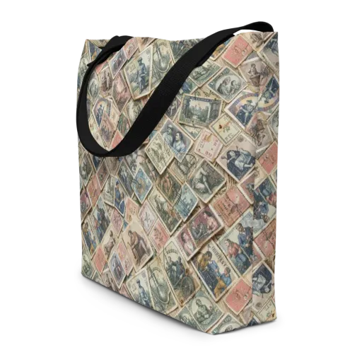 Postmark Pastime on a Large Tote Bag W/ Pocket