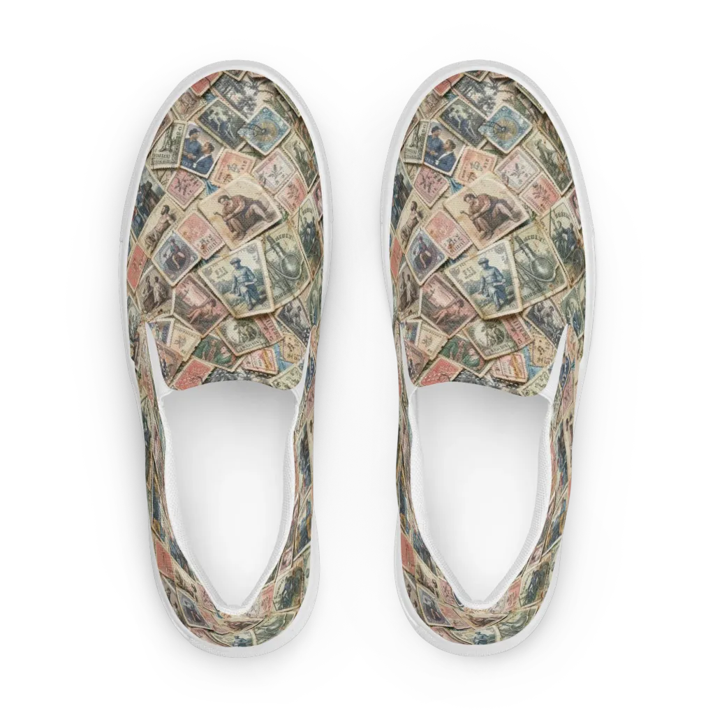 Postmark Pastime on Women's Slip-On Canvas Shoes — Front