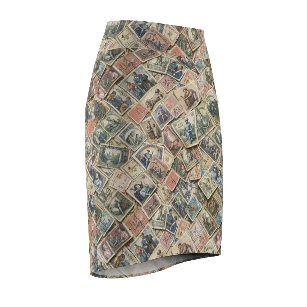 Postmark Pastime on Pencil Skirt — Front Side