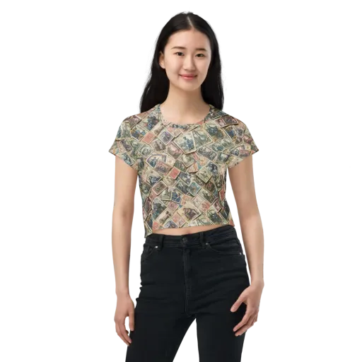 Postmark Pastime on a Crop Tee