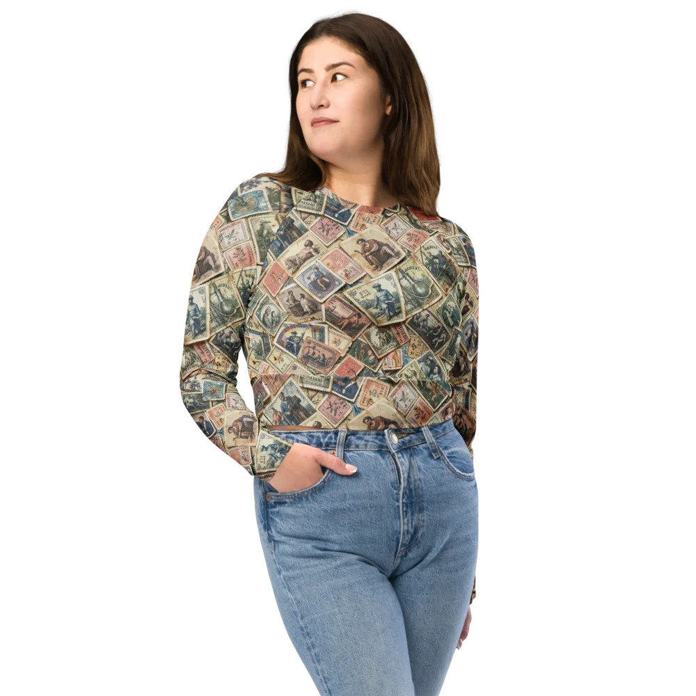 Postmark Pastime on Long Sleeve Crop Top — Front