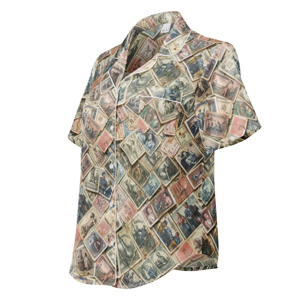 Postmark Pastime on Women's Short Sleeve Pajama Top — Left Front