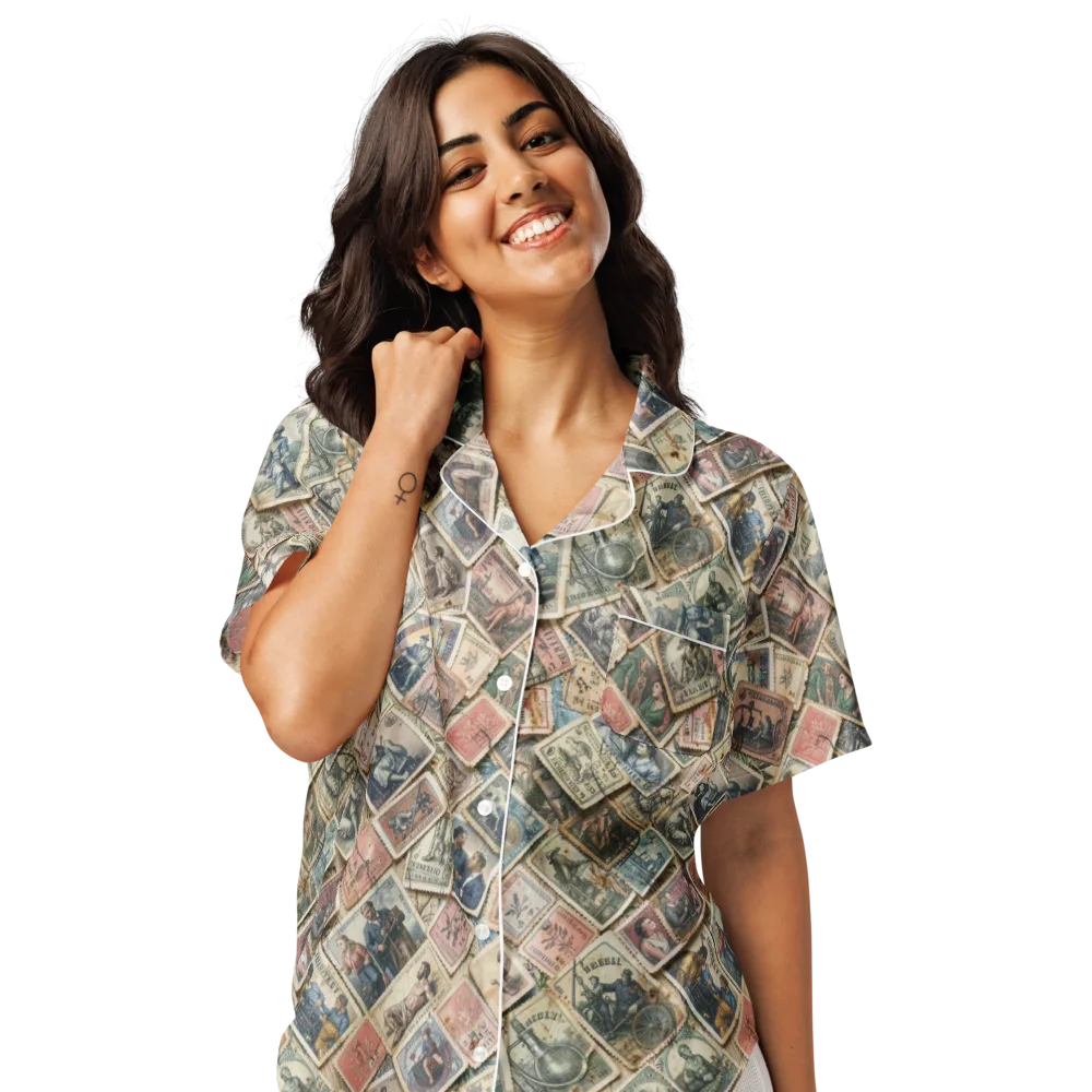 Postmark Pastime on Women's Short Sleeve Pajama Top — Front