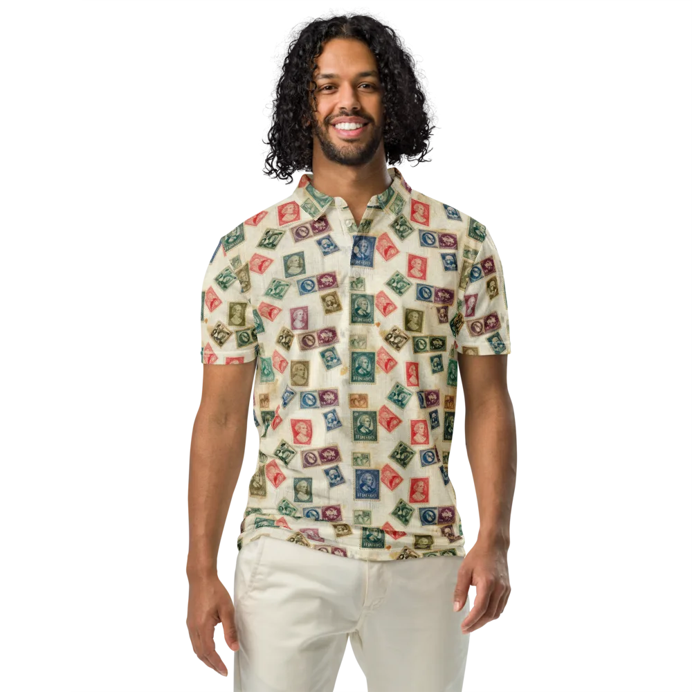 Mercantile Mosaic on Men's Slim Fit Polo Shirt — Front
