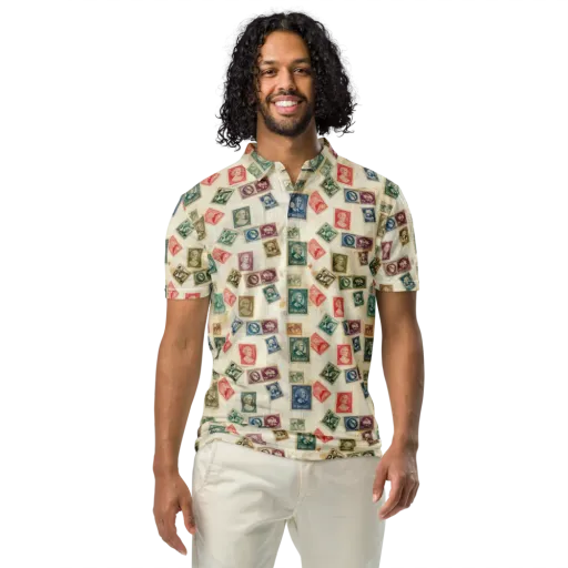 Mercantile Mosaic on a Men's Slim Fit Polo Shirt