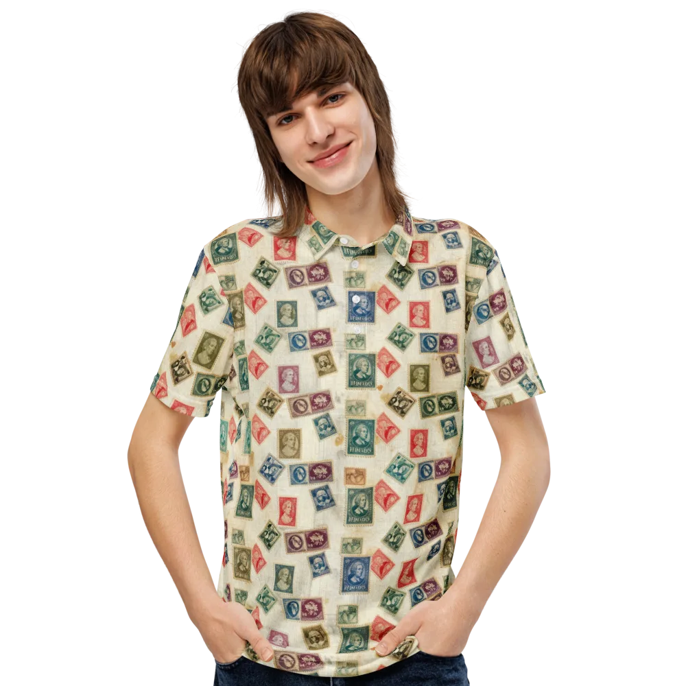 Mercantile Mosaic on Men's Slim Fit Polo Shirt — Front
