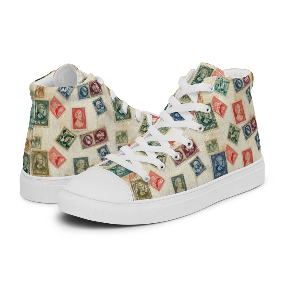 Mercantile Mosaic on Men's High Top Canvas Shoes — Left