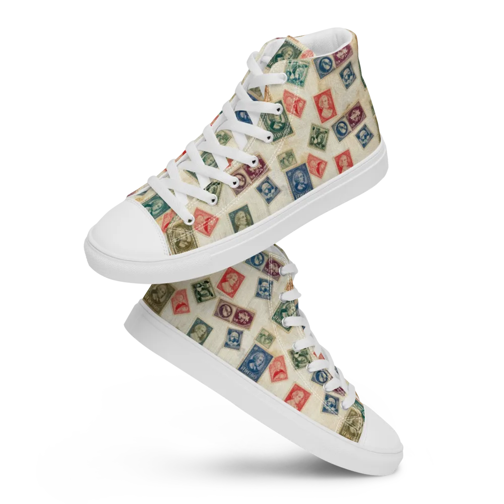 Mercantile Mosaic on Men's High Top Canvas Shoes — Front