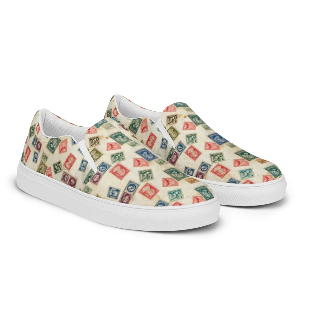 Mercantile Mosaic on Men's Slip-On Canvas Shoes — Right Front