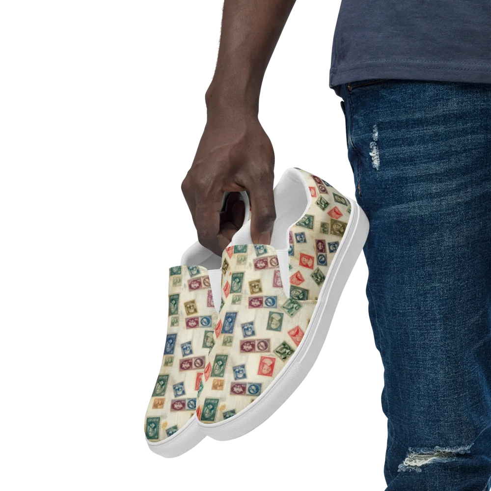 Mercantile Mosaic on Men's Slip-On Canvas Shoes — Left Front