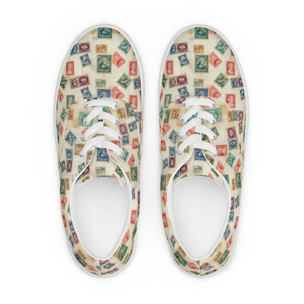 Mercantile Mosaic on Men's Lace-Up Canvas Shoes — Front