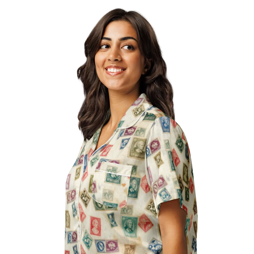 Mercantile Mosaic on Women's Short Sleeve Pajama Top — Left Front