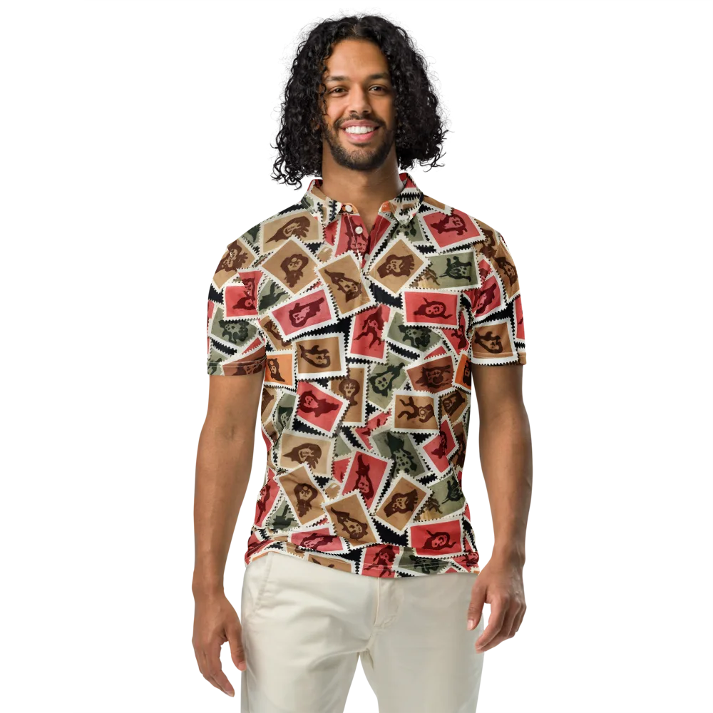 Postmarked Mischief on Men's Slim Fit Polo Shirt — Front