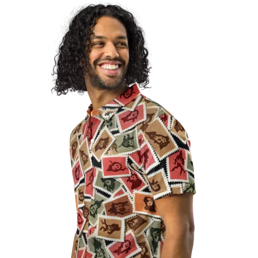 Postmarked Mischief on a Men's Slim Fit Polo Shirt