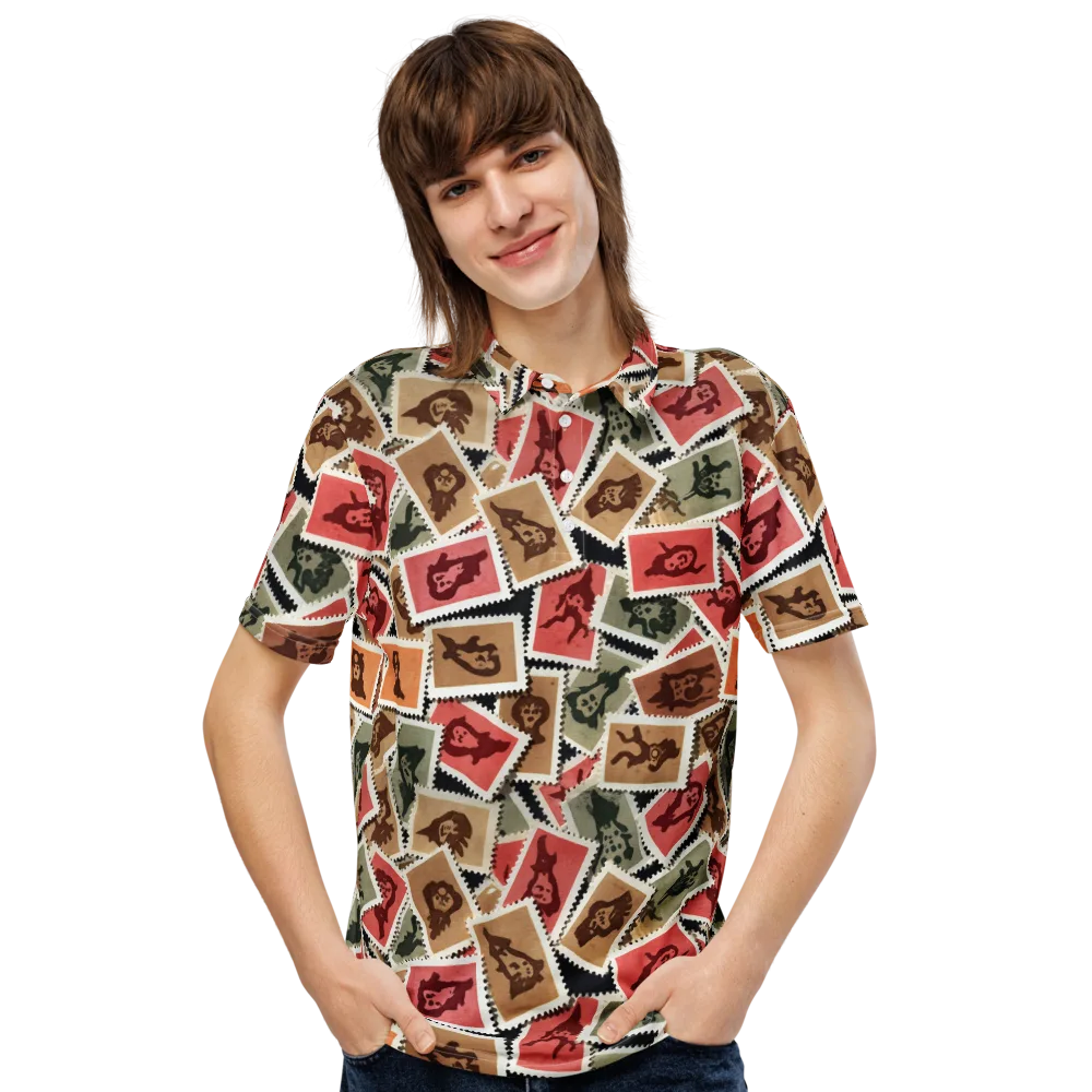 Postmarked Mischief on Men's Slim Fit Polo Shirt — Front