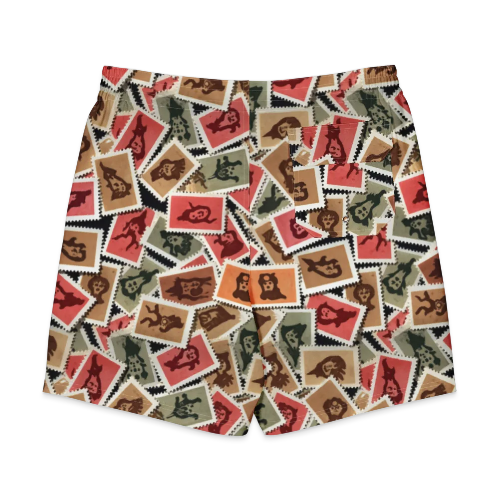 Postmarked Mischief on Men's Board Shorts — Back