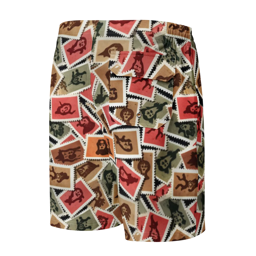Postmarked Mischief on Men's Board Shorts — Back