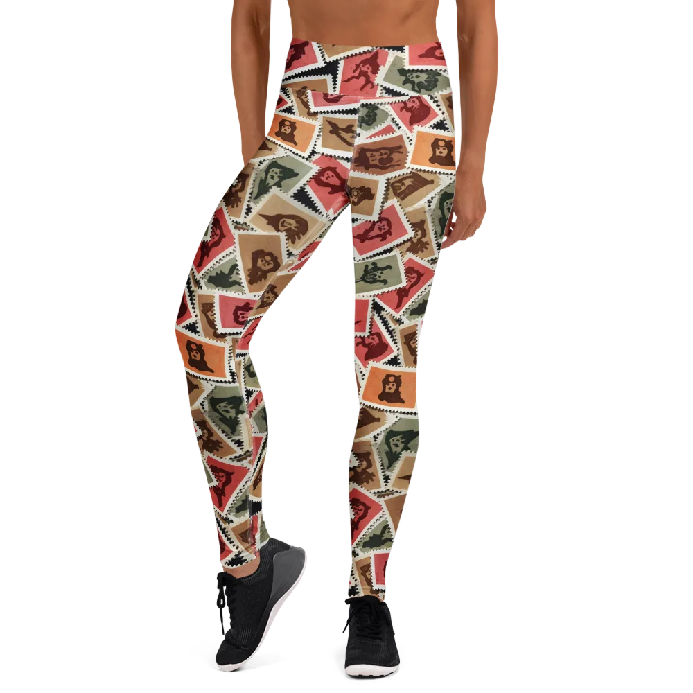 Postmarked Mischief on Yoga Leggings — Front