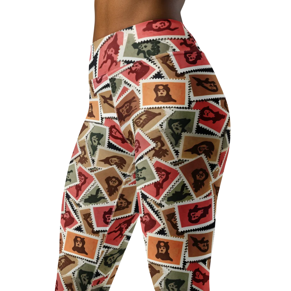 Postmarked Mischief on Yoga Leggings — Left Front