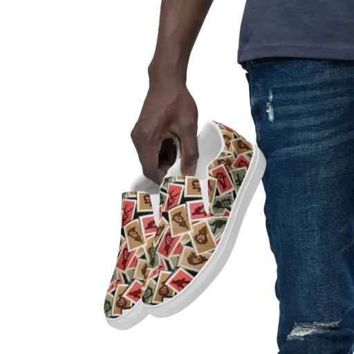 Postmarked Mischief on a Men's Slip-On Canvas Shoes