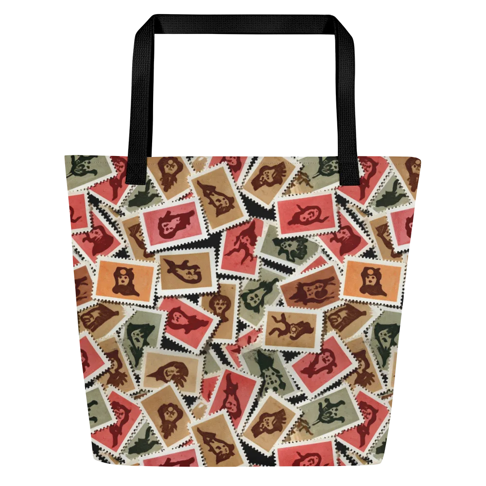 Postmarked Mischief on Large Tote Bag W/ Pocket — Front