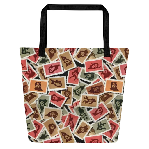 Postmarked Mischief on a Large Tote Bag W/ Pocket