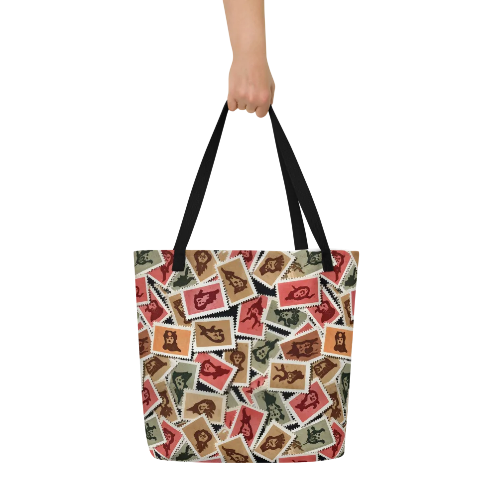 Postmarked Mischief on Large Tote Bag W/ Pocket — Front