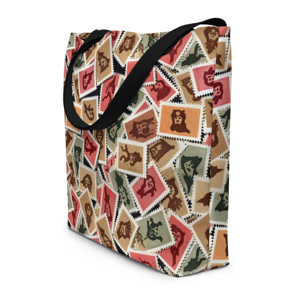 Postmarked Mischief on Large Tote Bag W/ Pocket — Front
