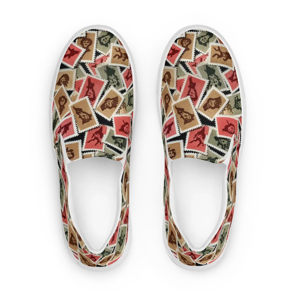 Postmarked Mischief on Women's Slip-On Canvas Shoes — Front