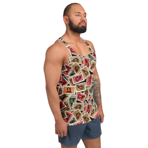 Postmarked Mischief on a Men's Tank Top